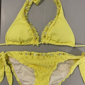 Victoria's Secret Yellow Bikini with Lace and Beads
